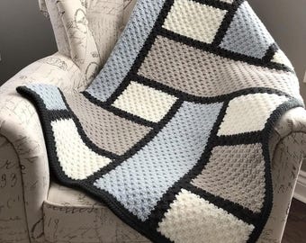 Geometrische Muster für eine Decke häkeln | Selbstgemachte Strickdecke | Wohndekor DIY | PDF Sofortdownload
