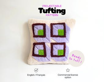 Kussenhoes met tuftpatroon – Mariah Carré (40×42 cm) | Projecteerbaar ontwerp | Digitale download