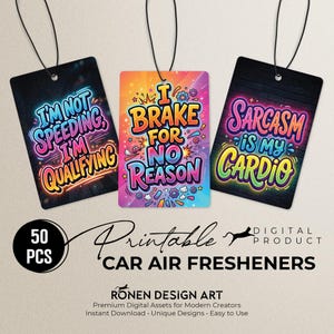Funny Sarcastic Car Air Freshener Design Bundle, Humor Quote Freshies Sublimation PNG, Printable Car Hanging Digital Download
