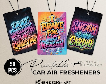 Funny Sarcastic Car Air Freshener Design Bundle, Humor Quote Freshies Sublimation PNG, Printable Car Hanging Digital Download