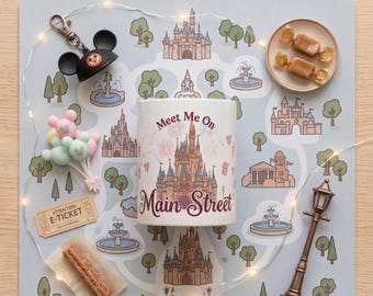 Meet Me on Main Street Mug | Castle Illustration Ceramic Mug