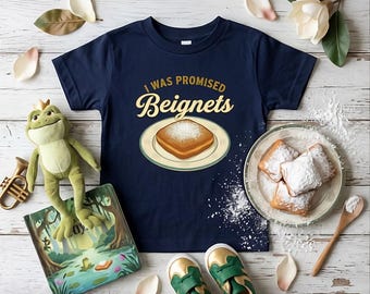 Koszulka z przekąskami Beignet dla maluchów | Koszulka I Was Promised Beignets | Odzież dziecięca New Orleans Foodie