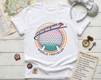 Koszulka Epcot World Traveler – Retro Spaceship Earth Monorail