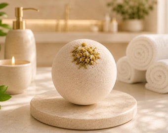 Shea & Argan Schaumbadbombe – ALOE CALM | Kamille | Aloe Vera | Vegan | Sulfatfrei | Entspannendes Bad | Arganöl | Botanische Aromatherapie