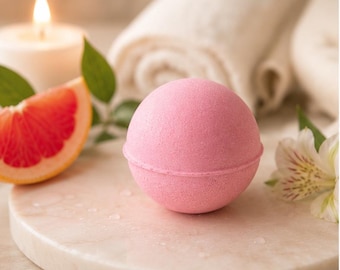 Bomba de baño espumosa de karité y argán - PINK FIZZ / Bomba de baño / Manteca de karité / Sales de Epsom / Sin sulfatos / Bomba de baño natural / Regalo / Bombas de baño efervescentes