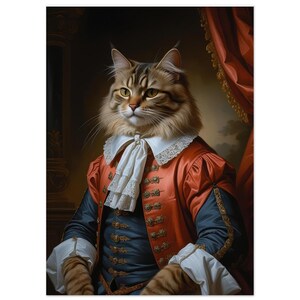 Baroque Noble Cat Portrait Print – Aristocratic Cat Wall Art – Renaissance Style Animal Painting – Luxury Cat Lover Gift