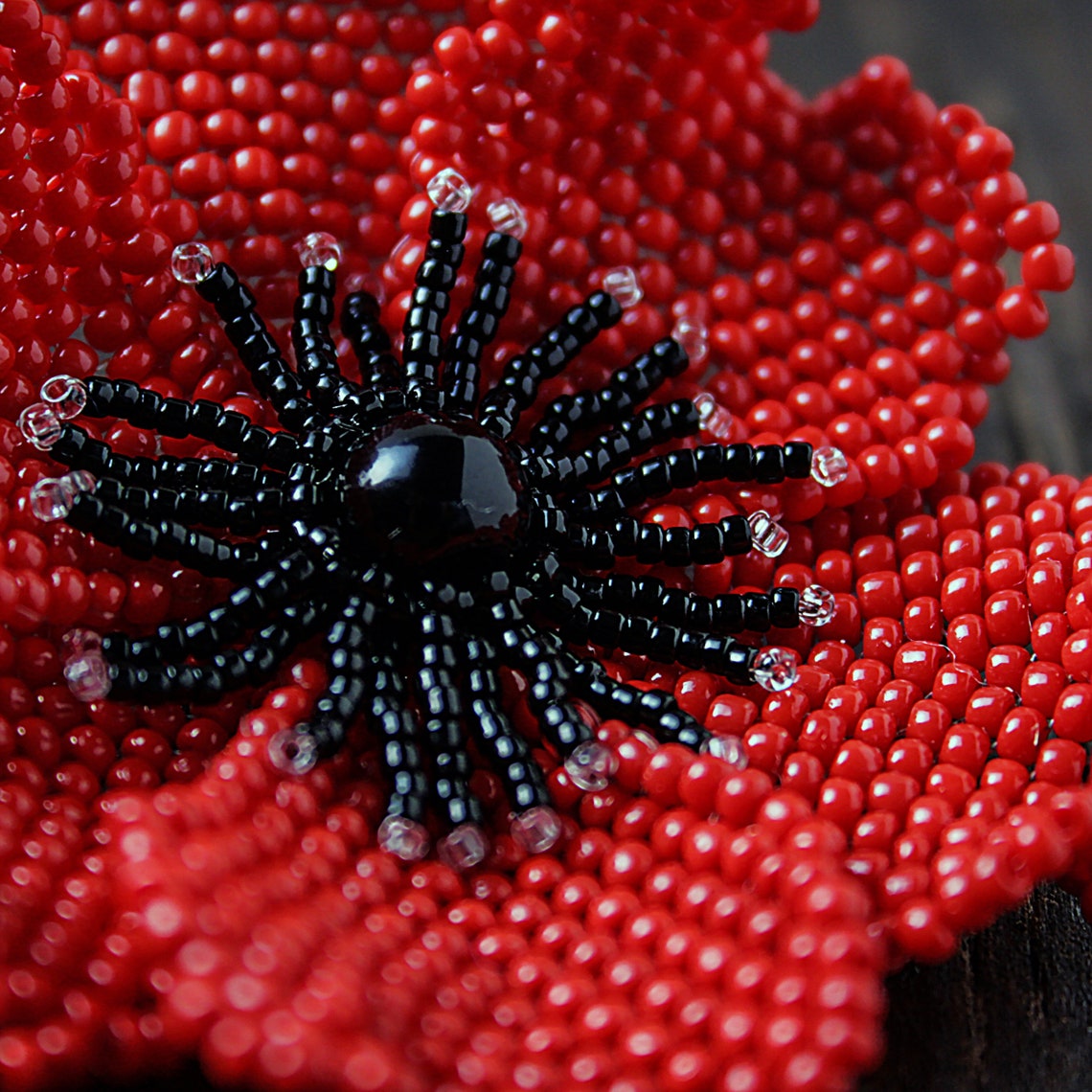 Beaded Poppy TUTORIAL Beading Pattern Seed Bead Flower Brooch Etsy