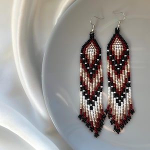 Handmade Ombre Seed Bead Earrings: Long Tribal Fringe Jewelry