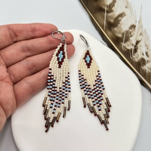 Beaded Fringe Earrings: Cherokee Inspired Seed Bead Jewelry