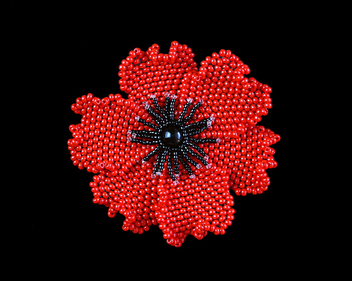 Beaded Poppy TUTORIAL Beading Pattern PDF Download Etsy