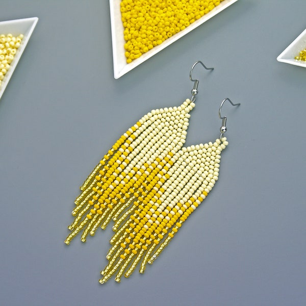 Long Beaded Earrings Etsy