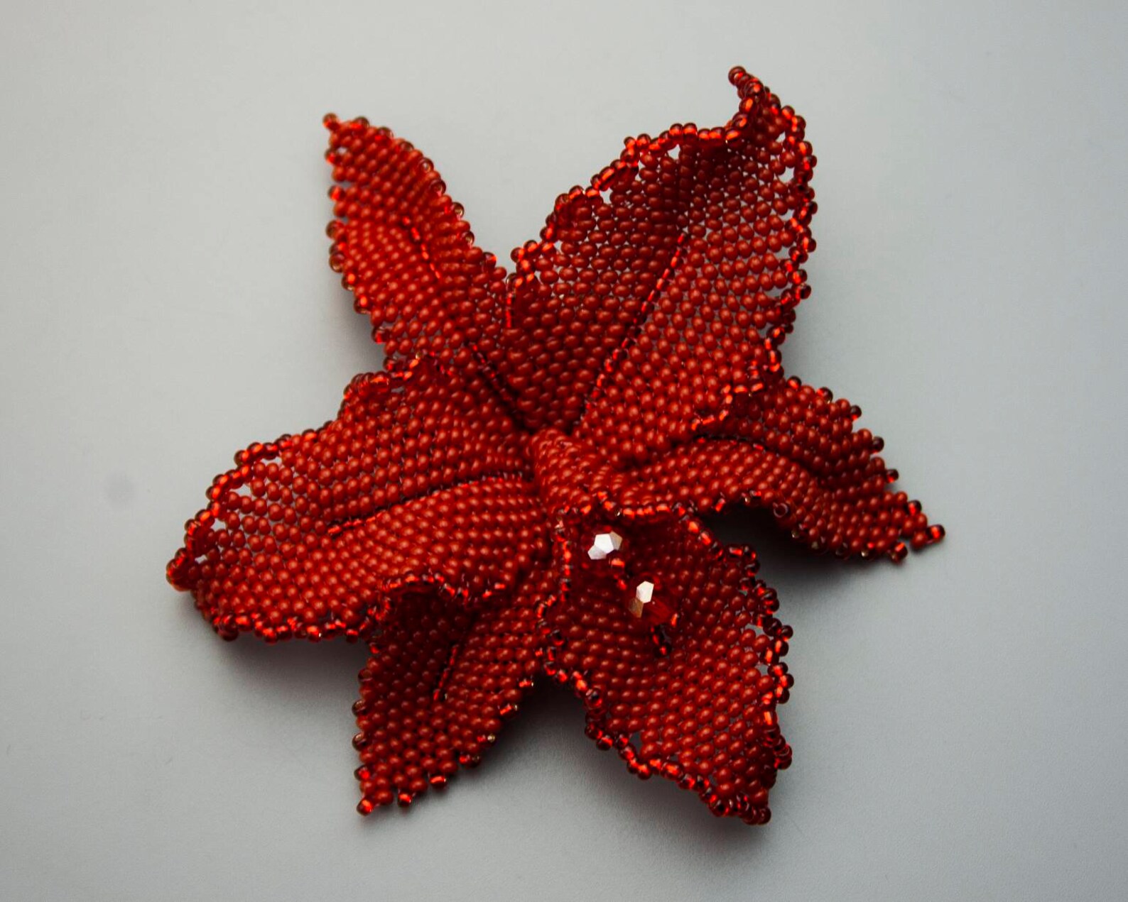 Red orchid brooch Seed bead flower Brooch for women Beaded Etsy