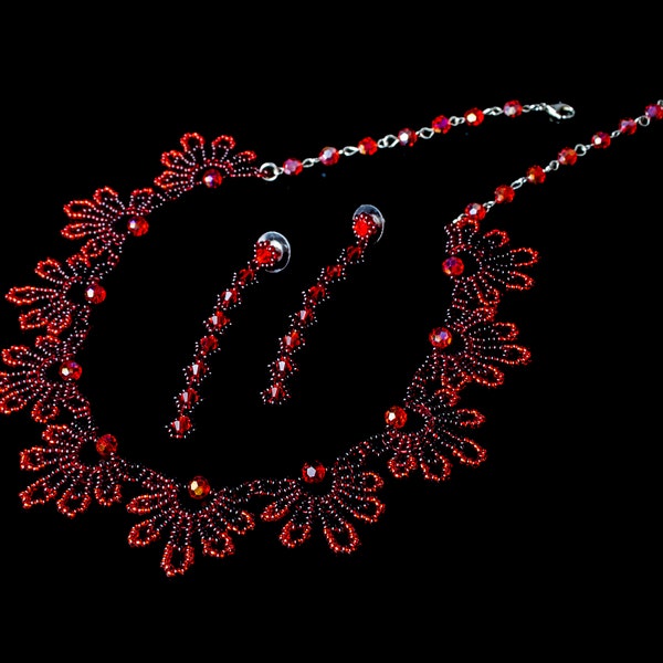 Collier bordeaux Ensemble de bijoux en grenat perlé Collier de déclaration rouge foncé Collier de perles de rocaille marron pour les femmes 30e cadeau d'anniversaire pour elle