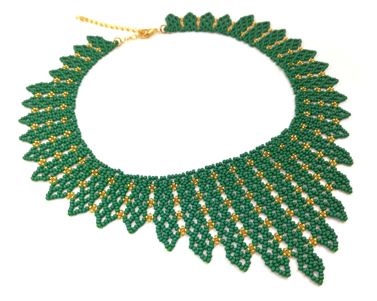 Beading Necklace Pattern Beadwork Tutorial Netted Necklace DIY | Etsy