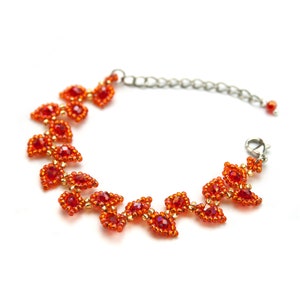 Botanical Leaf Bracelet - Adjustable Beaded Plant Jewelry - Seed Bead Nature Bracelet for Fall - Unique Gift for Her