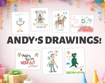 Toy Story Andy's Drawings – 7 Printable Wall Art (PDF Download)