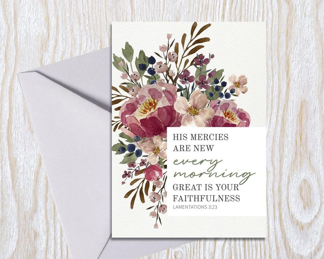 Scriptural Greetings Christian Watercolor Greeting Card With Scripture and Floral ...