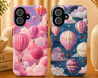 Hot Air Balloon Phone Case Sky Travel Cover for iPhone 17 Pro, 16, 15, 14, 13, 12 Samsung S25, S24, S23, S22, A16, A26, Pixel 10, 9Pro, 8, 7