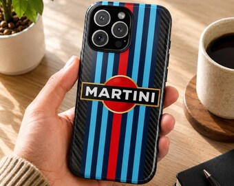 Martini Handyhülle Striped Racing Cover für iPhone 17 Pro, 16, 15, 14, 13, 12 Samsung S25, S24, S23, S22, A16, A26, Pixel 10, 9 Pro, 8, 7