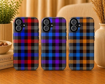 Plaid Y2K Phone Case Retro Checkerboard Cover for iPhone 17 Pro, 16, 15, 14, 13, 12 Samsung S25, S24, S23, S22, A16, A26, Pixel 10, 9 Pro, 8