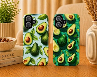 Avocado Pattern Phone Case Green Fruit Cover for iPhone 17Pro, 16, 15, 14, 13, 12 Samsung S25, S24, S23, S22, A16, A26, Pixel 10, 9Pro, 8, 7