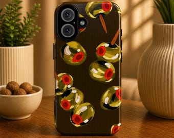 Olive Phone Case, Martini Olive iPhone Case, Food Aesthetic Cover, Trendy Cocktail Design, Cute Olive Pattern, Gift for Food Lovers