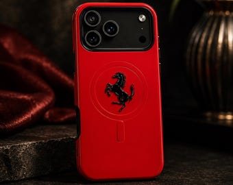 Ferrari MagSafe Phone Case Red Scuderia Ferrari Cover for iPhone 17 Pro, 17 Pro Max, 16 Pro, 15 Pro, 14, 13, 12