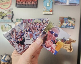 Runners photo memory magnet gift -custom keepsake for runners 2.5"x2.5 sqaure