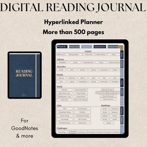Digital läsdagbok | Mallar för 360-graders bokrecensioner, hyperlänkad planerare (PDF)