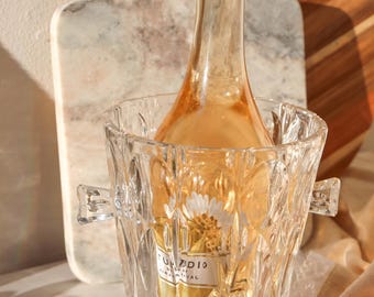 seau à glace vintage en cristal taillé avec anses | Refroidisseur de champagne à vin élégant