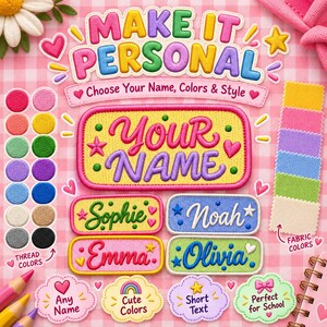Custom Name Patch for Kids, Personalized Backpack Lunch Bag Jacket School Uniform Patch bild 5