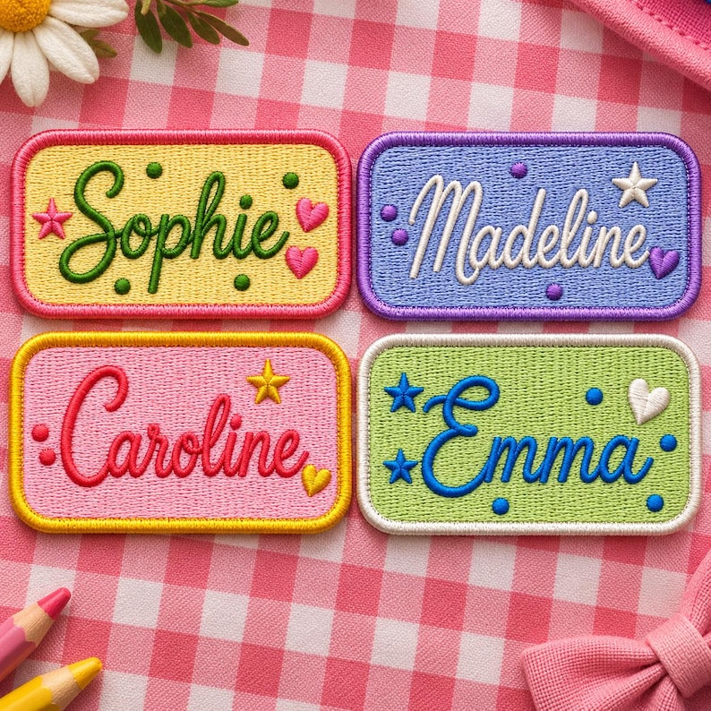 Custom Name Patch for Kids, Personalized Backpack Lunch Bag Jacket School Uniform Patch bild 1