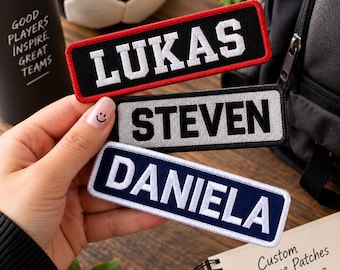 Custom Jersey Name Patch for Sports Uniforms, Backpacks and Team Bags