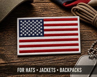 Embroidered American Flag Patch, Patriotic Stars and Stripes for Hats, Jackets, Backpacks