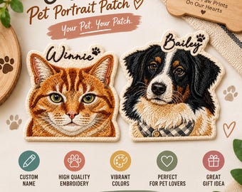 Custom Pet Portrait Patch, Pet Portrait Gift for Pet Lovers