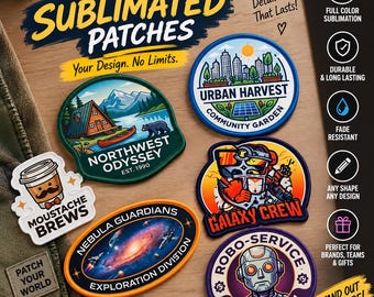 Custom Sublimation Patch, Personalized Name or Logo Patch for Hats and Jackets