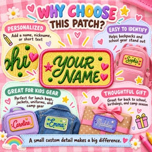 Custom Name Patch for Kids, Personalized Backpack Lunch Bag Jacket School Uniform Patch bild 4
