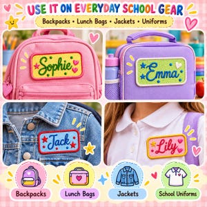 Custom Name Patch for Kids, Personalized Backpack Lunch Bag Jacket School Uniform Patch bild 3