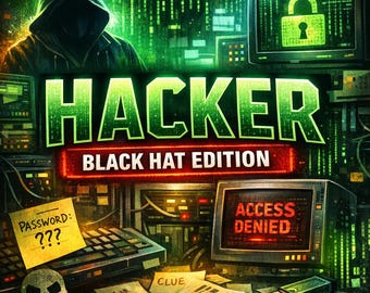 Hacker: Black Hat Edition Mini‑App | Deadpan Hacking Game | AI Puzzle Simulator | Instant Digital Download | No Ads | Lumen Engine