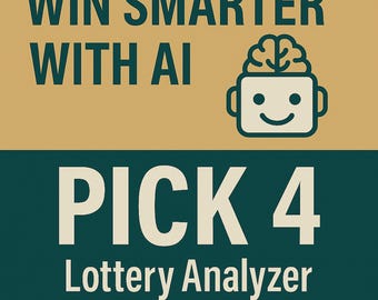 Pick 4 Lotterie Analysator • Live Daten Mini-App • Jeder Zustand • Anpassbares KI-Zahlenmuster-Tool • Digitaler Download