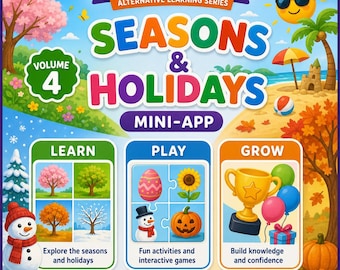 Mini-app Seizoenen en feestdagen | Seizoenen Symbolen Feestdagen | Voorschools leren | Digitale download