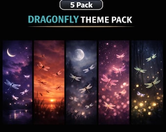 Dragonfly Night Sky Theme Pack Phone Wallpapers • 5 Pack Digital Download • Dragonfly iPhone / Android Backgrounds • Mobile Wallpaper Set
