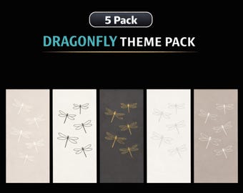 Dragonfly Minimalist Theme Pack Phone Wallpapers • 5 Pack Digital Download • Dragonfly iPhone / Android Backgrounds • Mobile Wallpaper Set