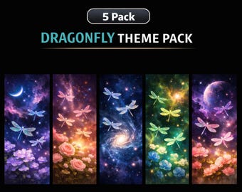 Dragonfly Theme Pack Phone Wallpapers • 5 Pack Digital Download • Dragonfly iPhone / Android Backgrounds • Mobile Wallpaper Set • Fantasy