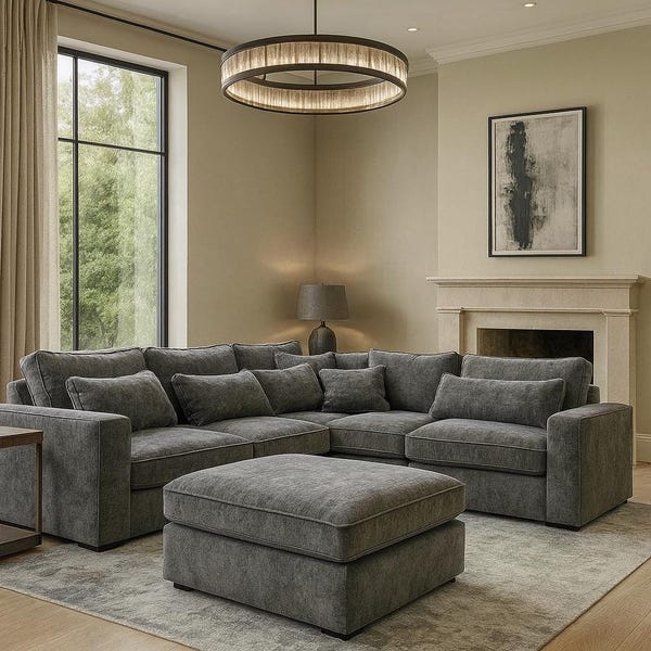 Sofá modular Hatch (Reino Unido) / Sofá esquinero de asiento profundo / Sofá de salón Kensington gris