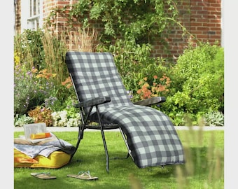 Folding Padded Garden Recliner Chair | Adjustable Outdoor Lounger Seat (UK)