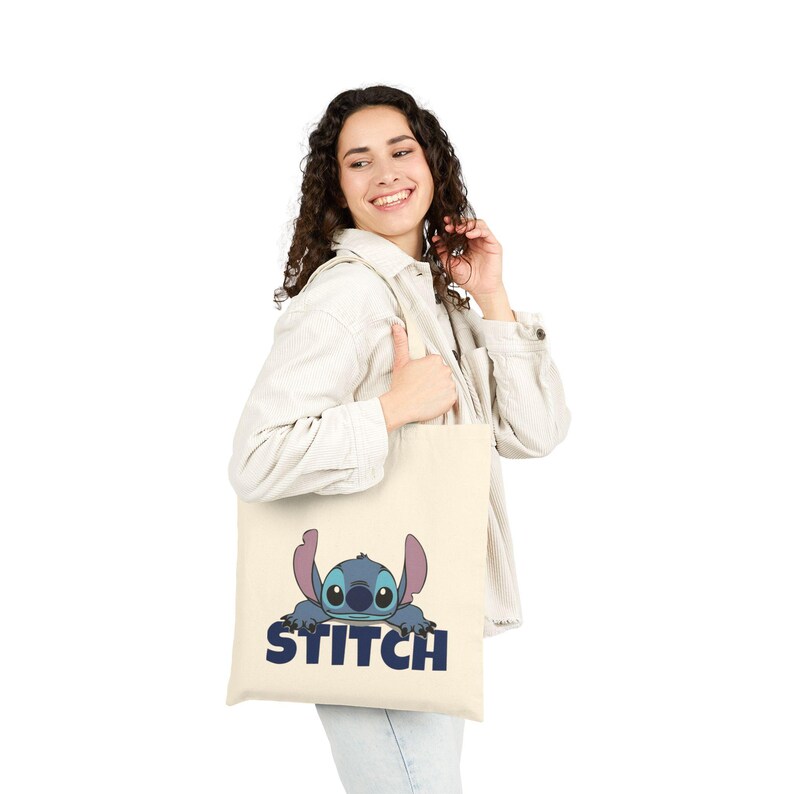 Stitch Character Tote Bag | Heavy Cotton Canvas Pouch, Playful Nostalgia image 9