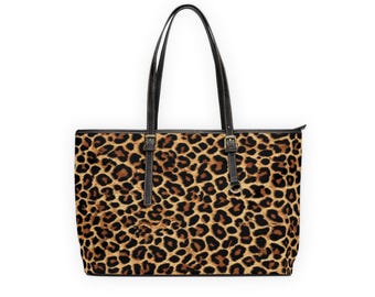 Leopard Print Tote Shoulder Bag | Animal Print PU Leather Handbag