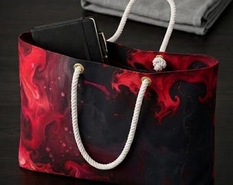 Red Black Marble Abstract Weekender Bag | Travel Sport Duffel
