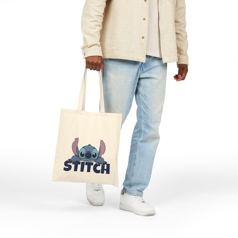 Stitch Character Tote Bag | Heavy Cotton Canvas Pouch, Playful Nostalgia image 7
